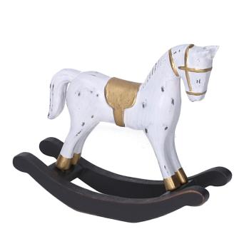 Cavallo a Dondolo in Legno Bianco 42x8x31 cm