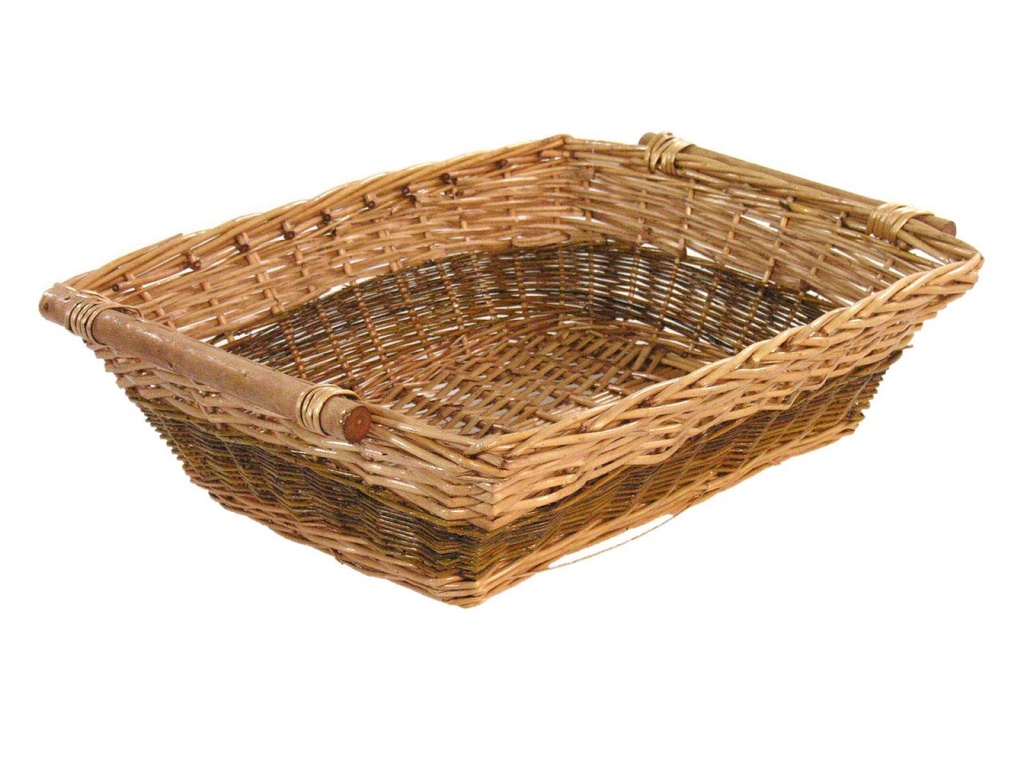 Cesta bassa rettangolare grezza 58x48x18 cm