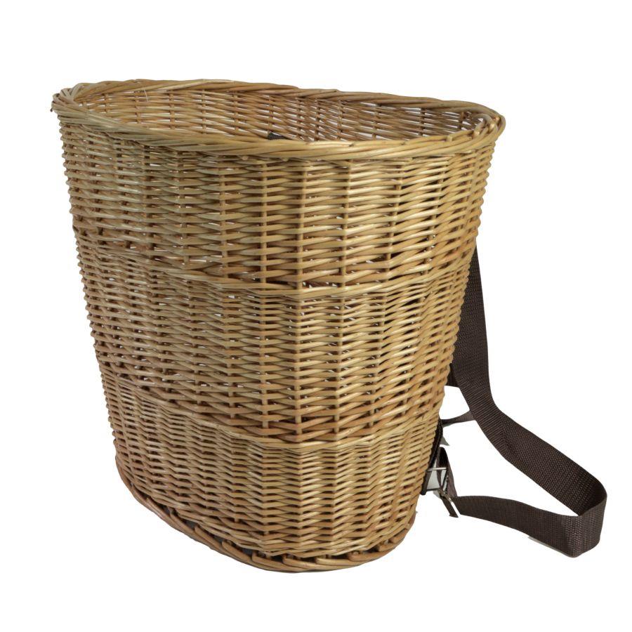 Cesta in vimini bollito singola con bretelle regolabili 42x31h38 cm