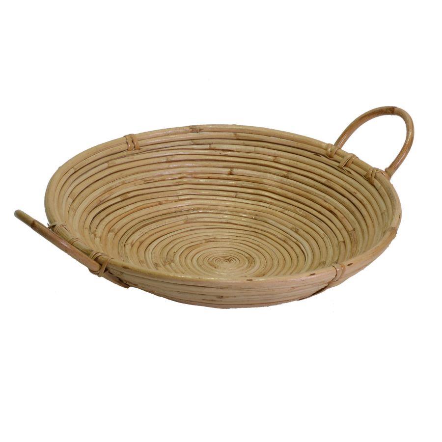 Cesta in giunco naturale con manici tondi 40x10x40 cm