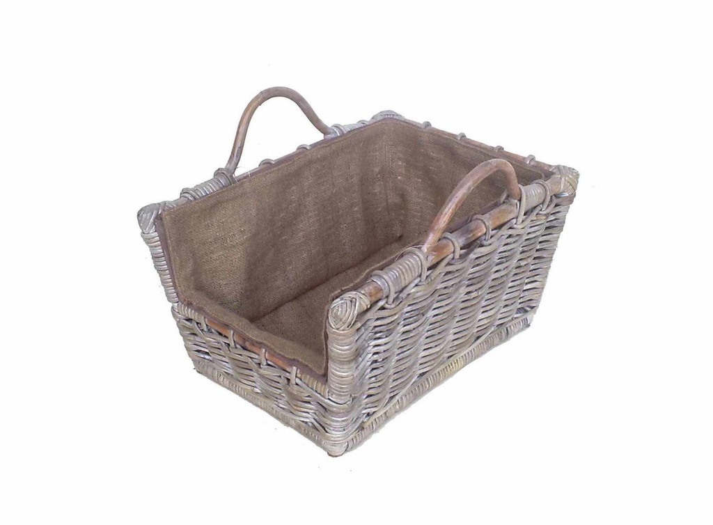 Cesta portalegna cloe svasato 2m con fodera juta cm52x38h26-36
