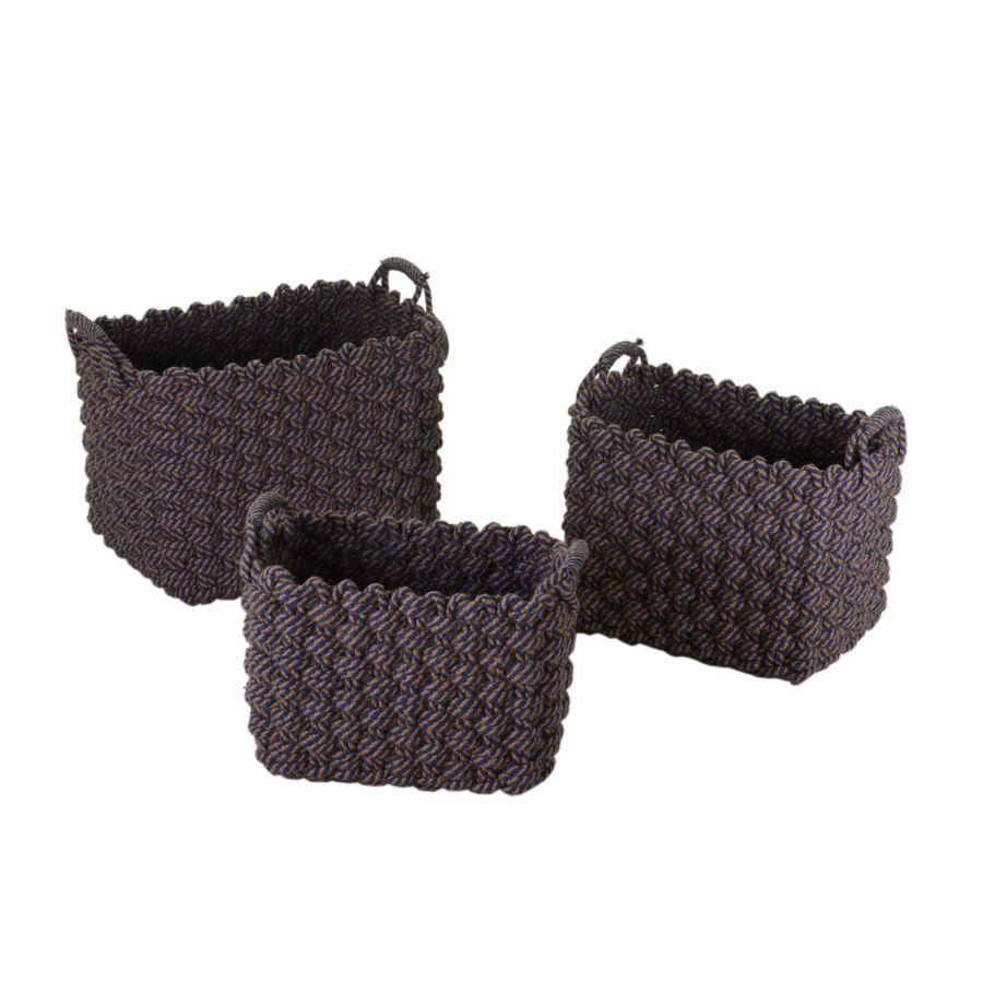 Cesta in tessuto 1-3 crema e blu, misure: Piccolo - 32x20x24 cm, Medio - 38x25x27 cm, Grande - 43x30x34 cm