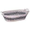 Cesta intrecciata ovale in vimini azzurro bianco 67/75x42h12 cm