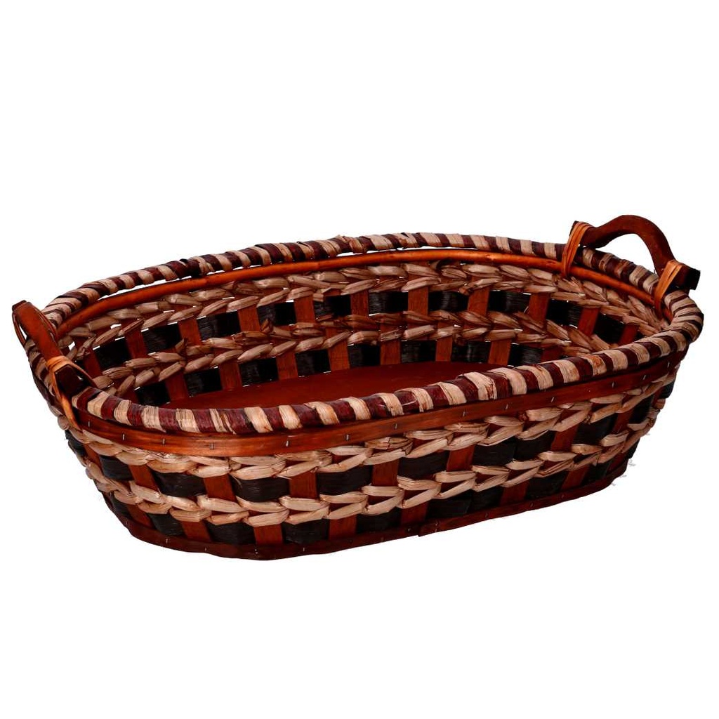 Cesta intrecciata in vimini crema noce ovale 55x43x13 cm