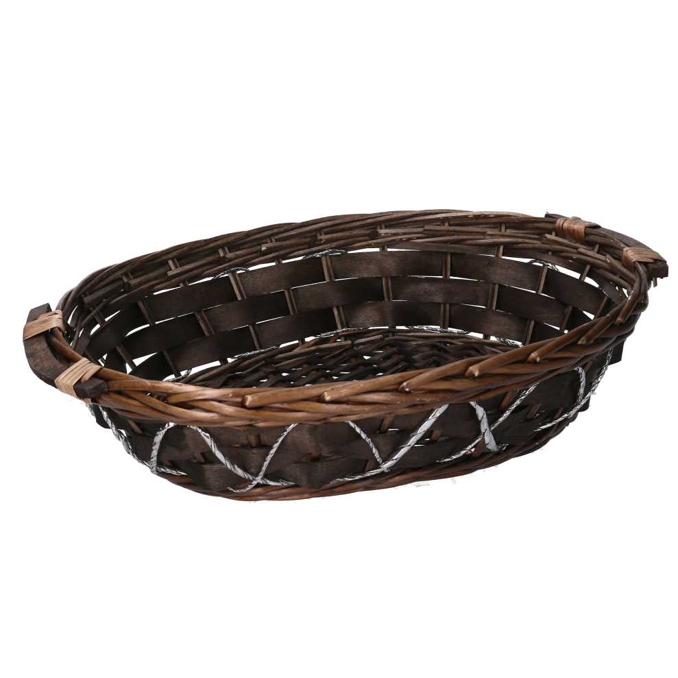 Cesta ovale in vimini noce 50/55x40h14 cm