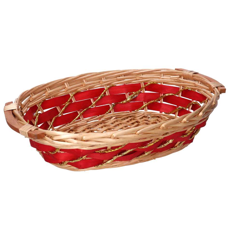 Cesta ovale in vimini rosso miele cm50/55x40h14