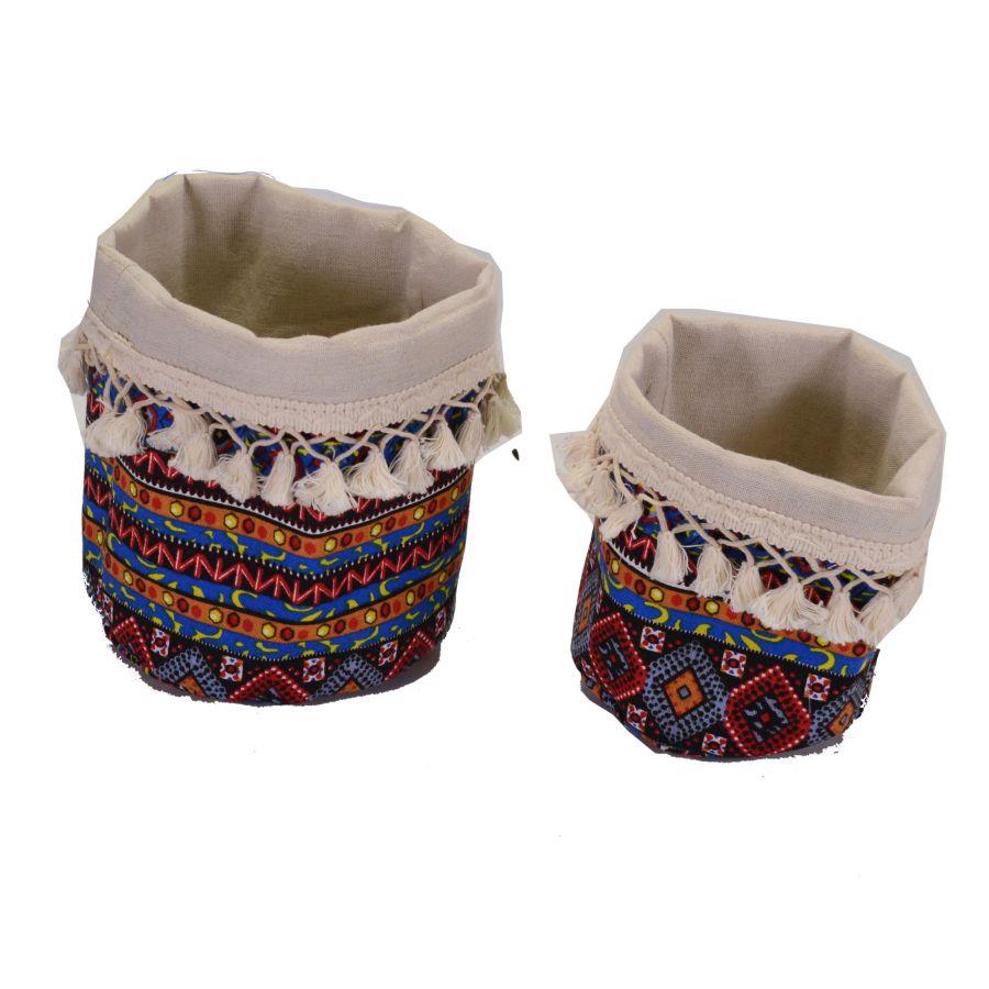 Cestina tessuto decorata, dimensioni 16,5x16,5x18 cm