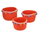 Cestina in Tessuto Arancione con Pompon Tondo cmø19h15