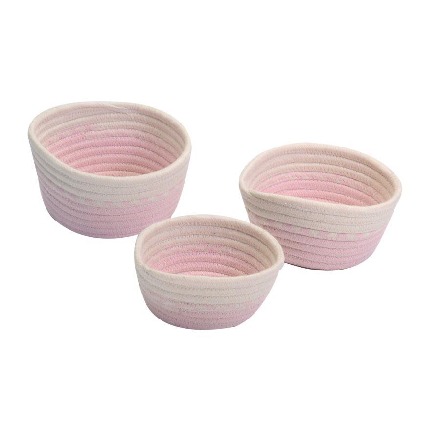 Cestina tessuto rosa tondo 20x9 cm