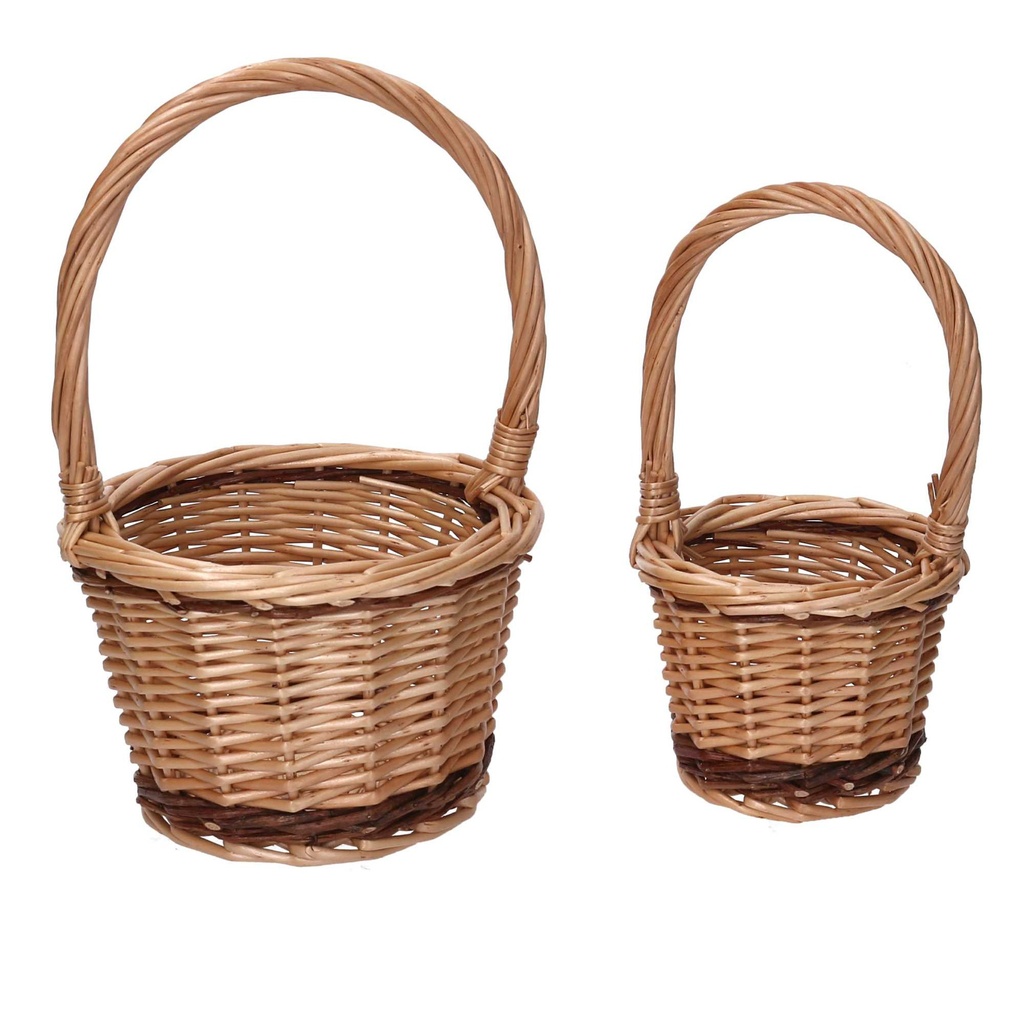 Cestino in vimini naturale riga tondo 14x9/20 cm