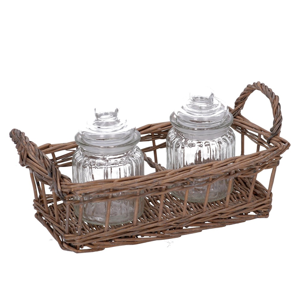 Cesto con due barattoli - 25 x 15 x 16 cm