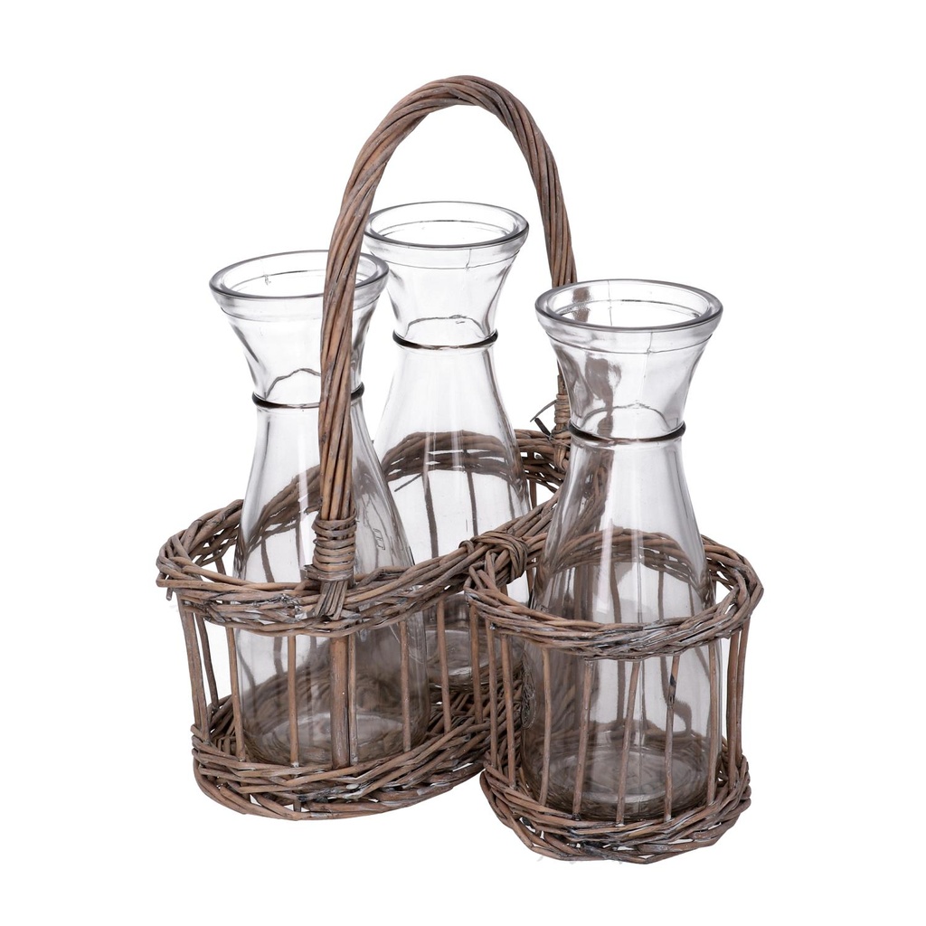 Cesto con tre bottiglie ev-1014 cm. 23 x 12 h 10 - 28