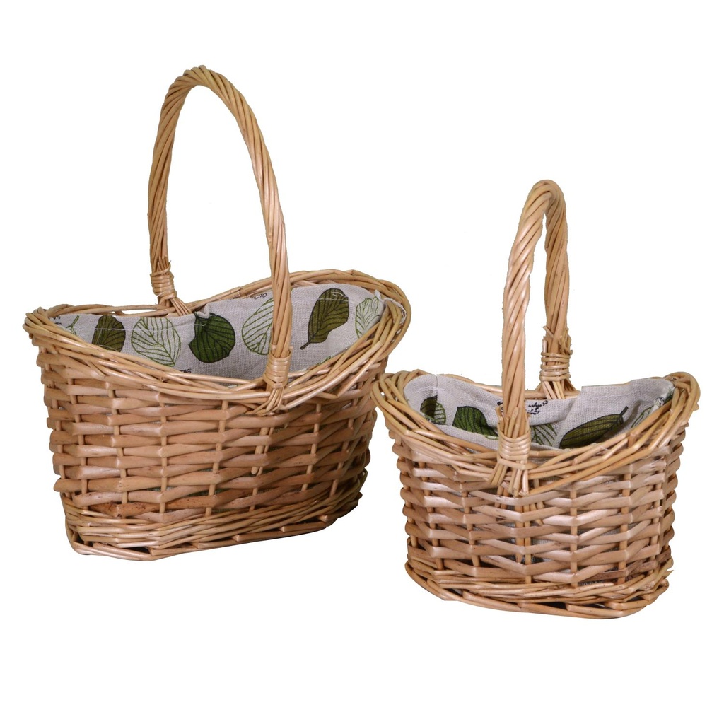 Cesto in vimini con fodera ovale 22x16h23 cm