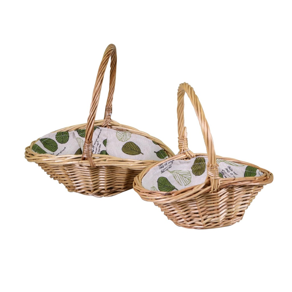 Cesto in vimini ovale con fodera naturale - 28x21,5x24 cm