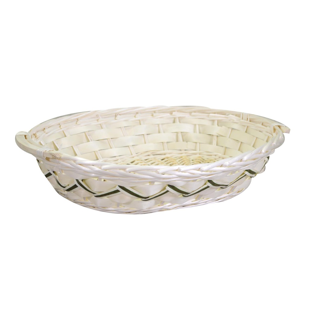 Cesto in vimini bianco ovale 59x39x14 cm