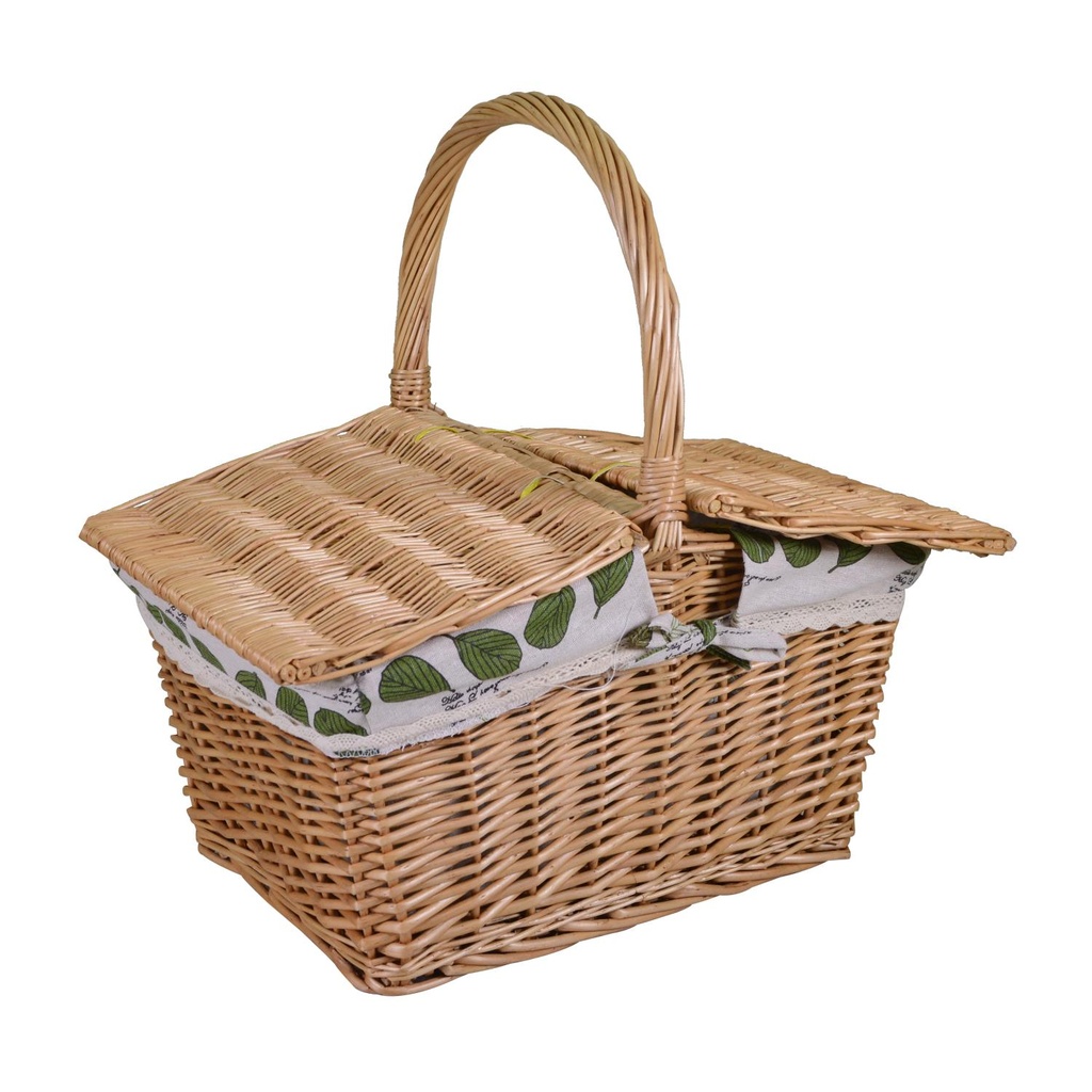 Cesto vimini rettangolare con fodera e coperchi naturali cm31x21h18-32
