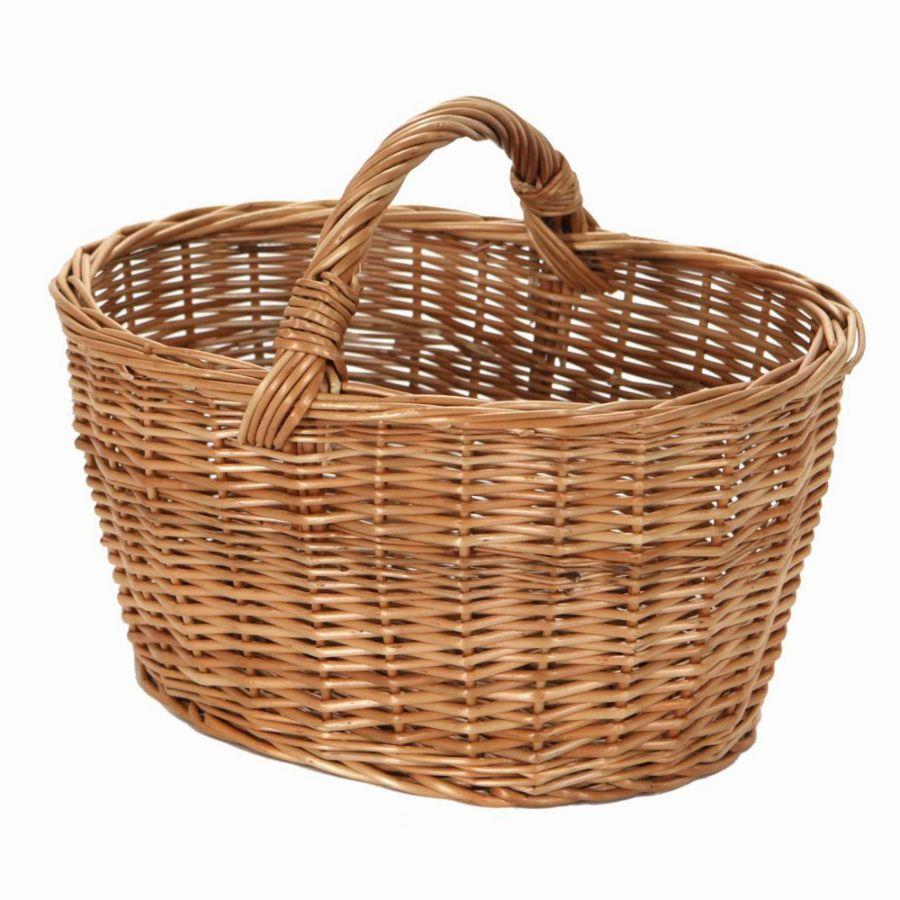 Cesto in vimini europeo con manico basso ovale 41x27h20/30