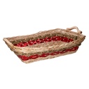 Cesto intrecciato in vimini rosso naturale rettangolare 53x38x13 cm