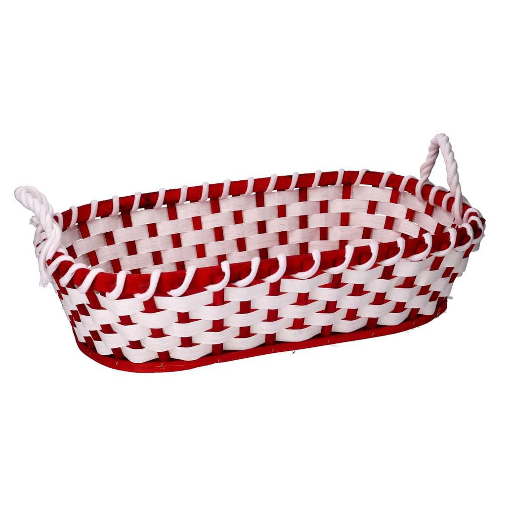 Cesto vimini rosso ovale 60x37x14 cm