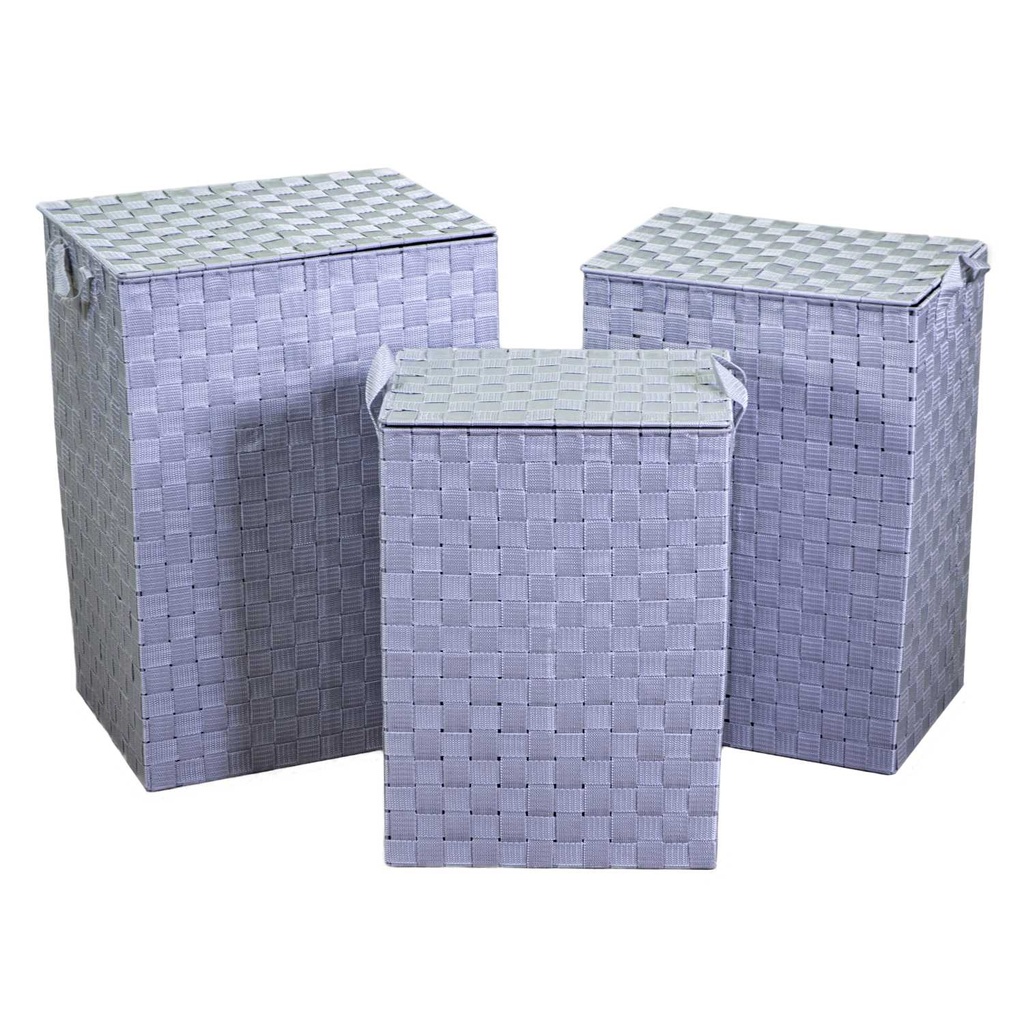 Cestone grigio rettangolare foderato in poliestere 1-3 cm40x30h55