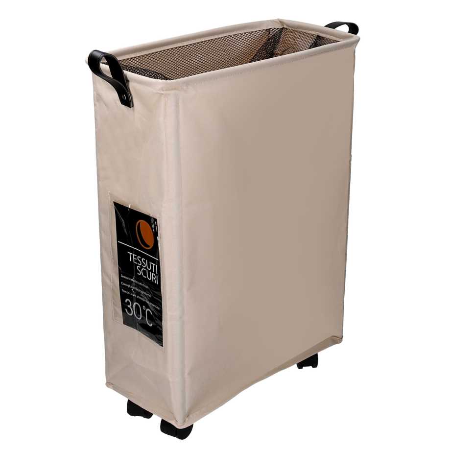 Cestone pieghevole in tessuto beige 39x19,5h58