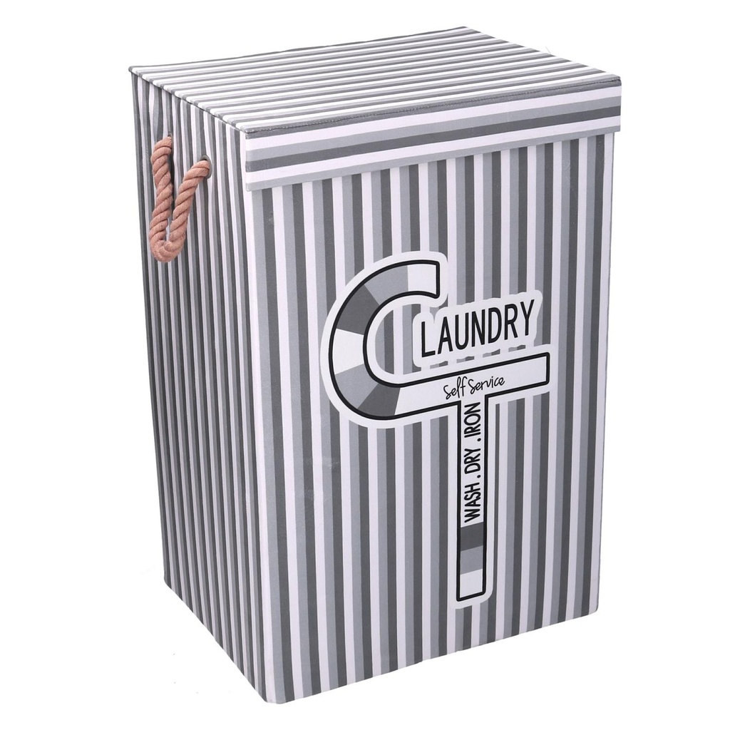 Cestone tessuto grigio con coperchio cm40x30h60