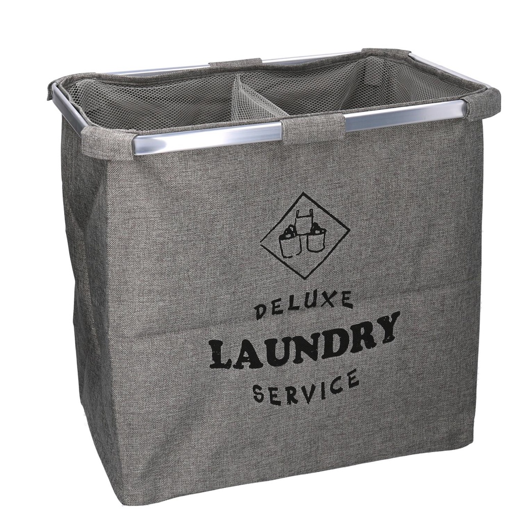 Cestone tessuto sacco grigio doppio pieghevole 54x34.5x50.5 cm