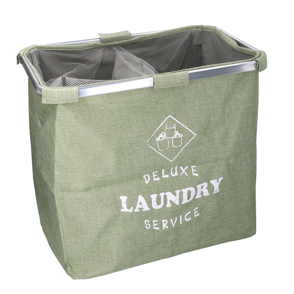 Cestone tessuto sacco verde doppio pieghevole cm54x34.5h50.5