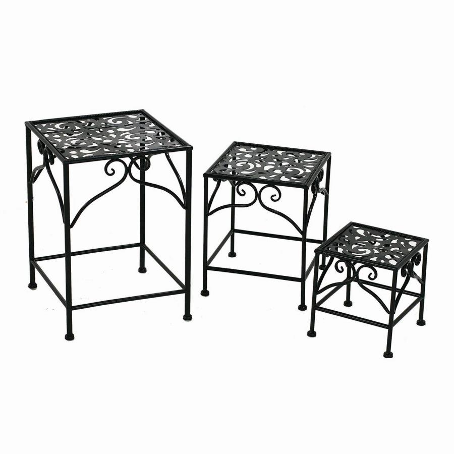 Colonnina metallo nera 30x30x43 cm - Tavolini Jessica set 3 pezzi