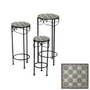 Colonnina mosaico in metallo Messina - Decorazione maiolicata - Diametro 20cm, Altezza 48,5cm