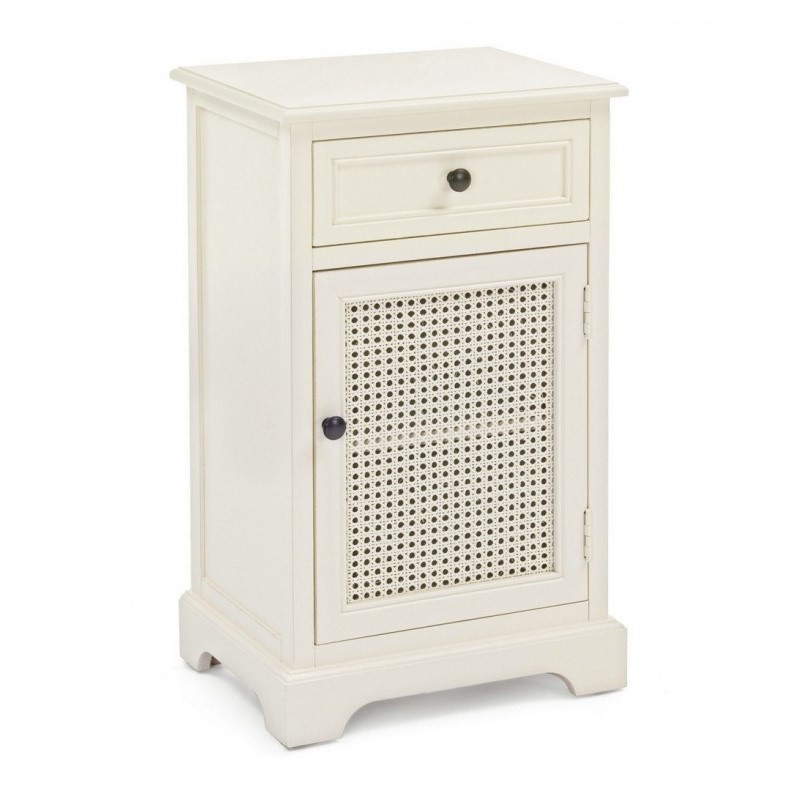 Comodino classico con 1 anta e 1 cassetto - 42x32x72h cm