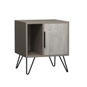 Comodino tortora bianco con anta e vano Glynn  50x44xh.60 cm