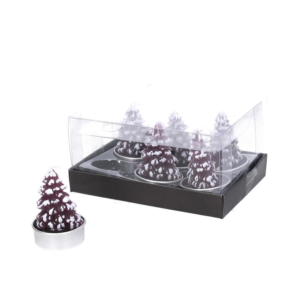 Confezione 6 pezzi candela paraffina albero viola 2 ore