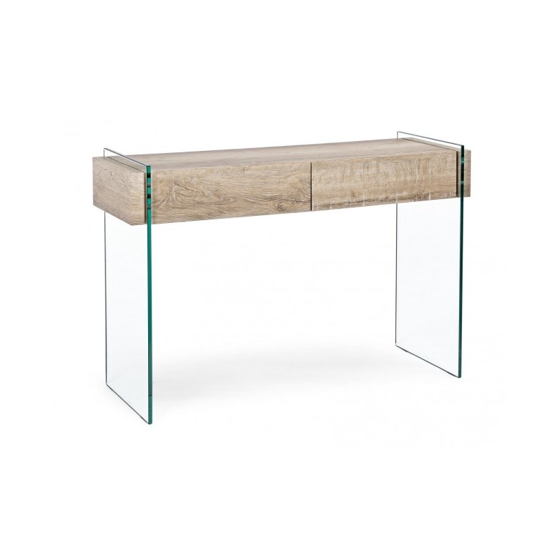 Consolle moderna con 2 cassetti in legno 110x40x75h cm