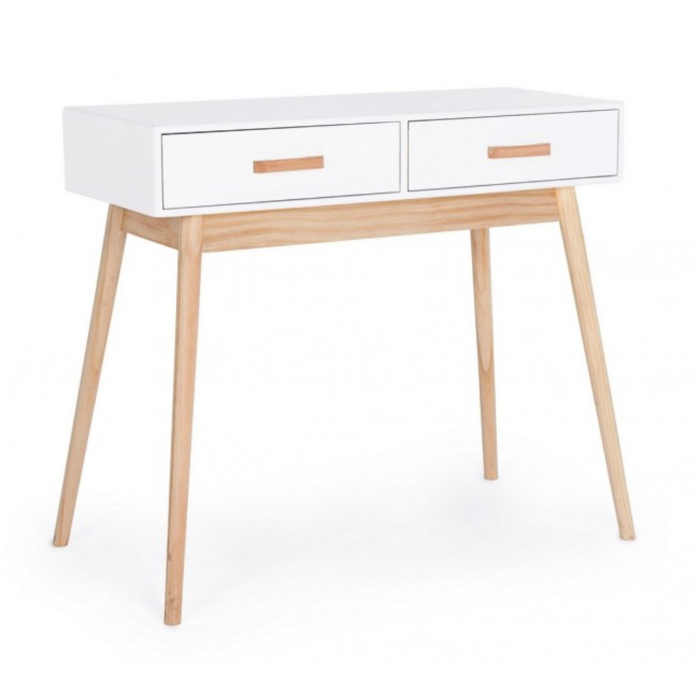 Consolle bianca con 2 cassetti, 90x40x79 cm