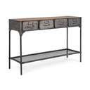 Consolle con 4 cassetti e 1 ripiano in stile industriale - Dimensioni: 119,5x41x78,5 cm