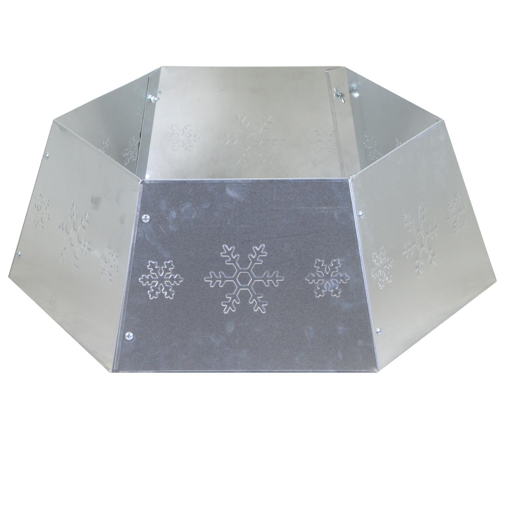Copribase albero metallo pieghevole argento esagonale ø68x25 cm