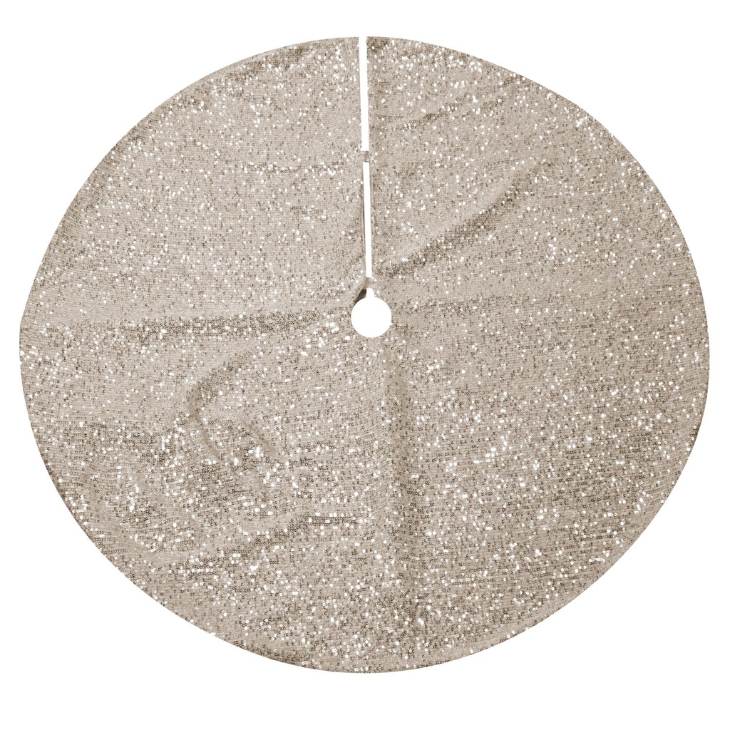 Copribase albero tessuto con pailette champagne 90x90 cm