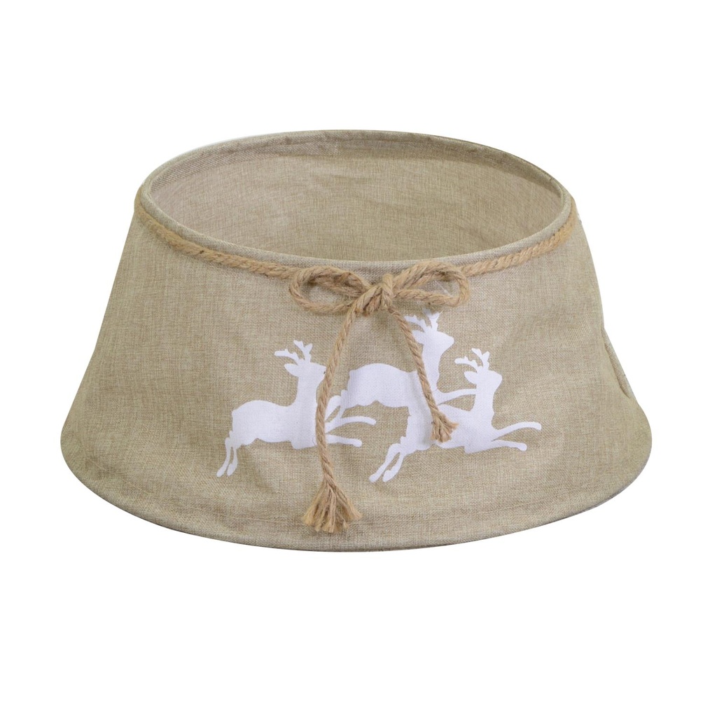Copribase albero tessuto pieghevole renne beige tondo ø56h25
