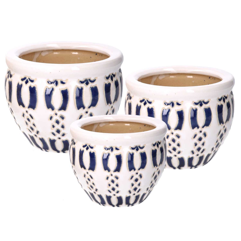 Coprivaso in ceramica bianco azzurro cm 30x21