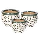 Coprivaso in ceramica bianco verde con foglie - 30x21 cm