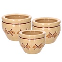 Coprivaso in ceramica crema con rombi 30x21 cm