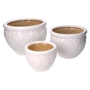 Coprivaso ceramica con decori bianco 30x21 cm