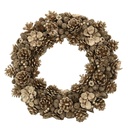 Coroncina con fiori e pigne champagne ø45h8,5 cm