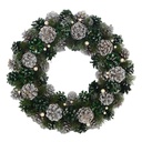 Coroncina con pigne argento verde ø30 cm