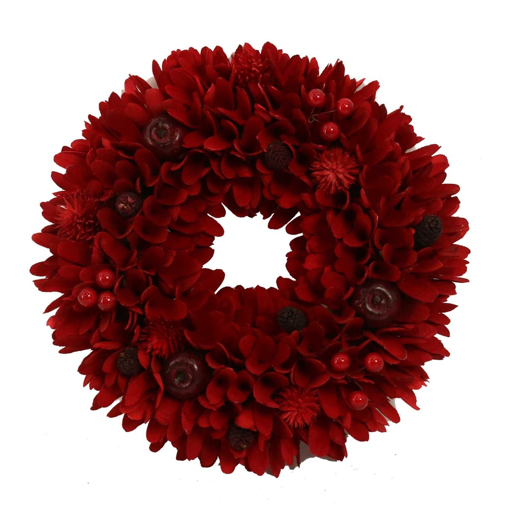 Coroncina con pigne bordeaux ø30h8