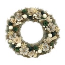 Coroncina con pigne e fiori bianco verde ø45x8,5 cm