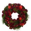 Coroncina rossa con pigne ø45 cm