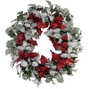 Coroncina con pungitopo rosso 34x34x45 cm