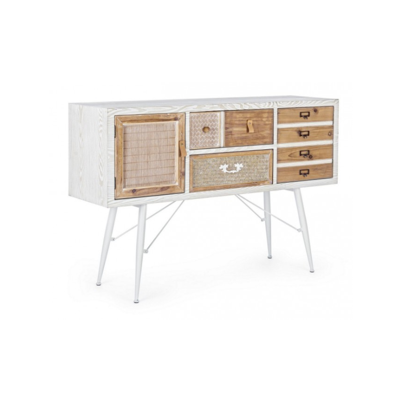Credenza in legno naturale con 2 ante e 2 cassetti - 80h cm